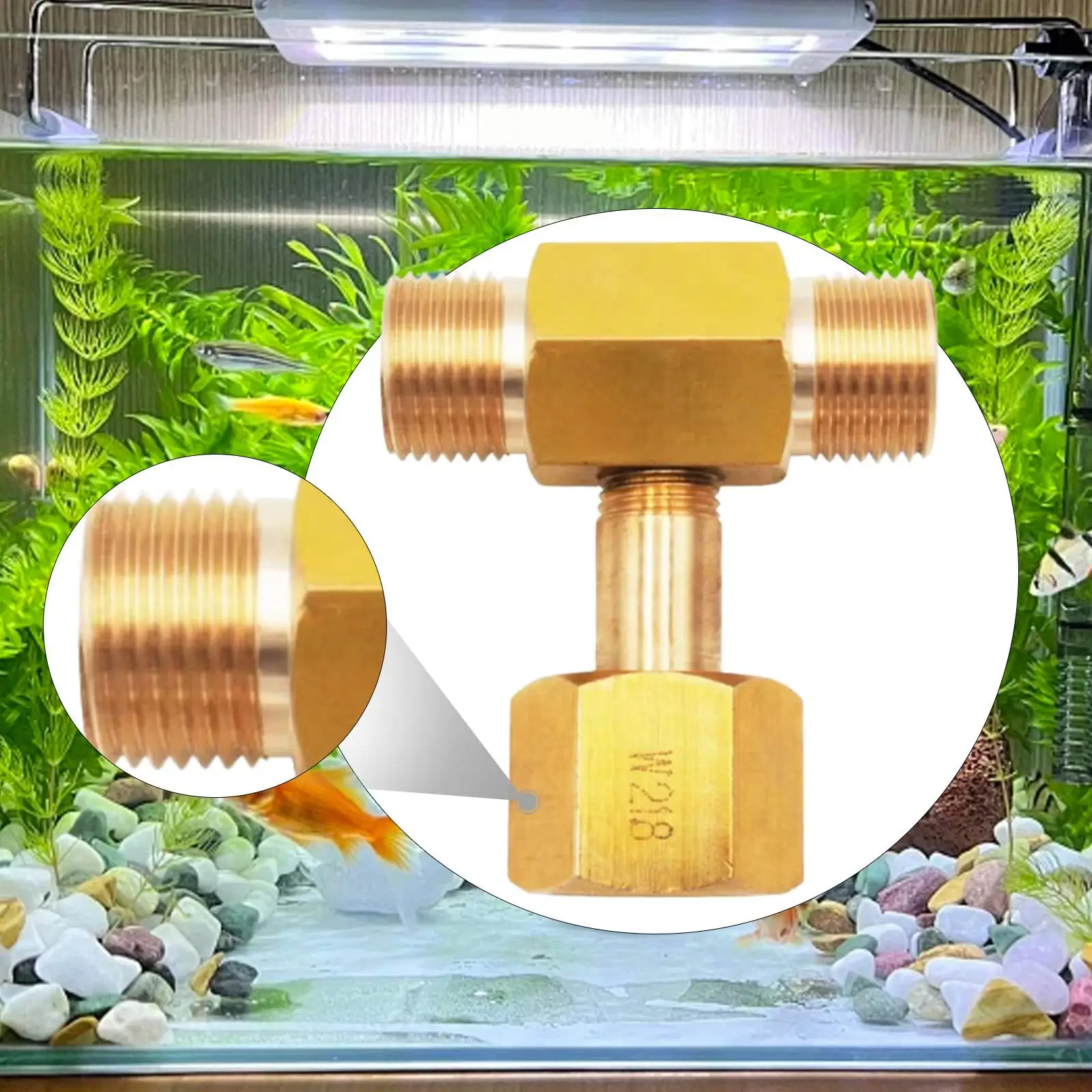 W21.8-14 Din 477 Aquarium 3 Way CO2 Tank Bottle Threaded Tee Fitting Adapter Brass CO2 Tee Connector CO2 Regulator Adapter