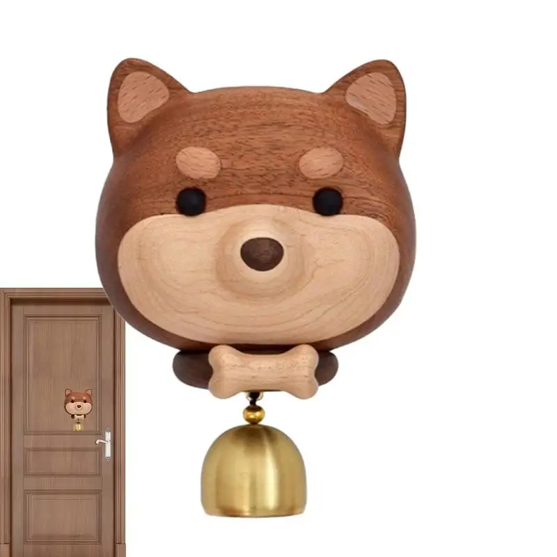 

Wooden Brass Door Bells Decorative Dog Shape Doorbell Ornament Wind Chime Wood Doorbell Door Chime Door Opening Shopkeepers Bell