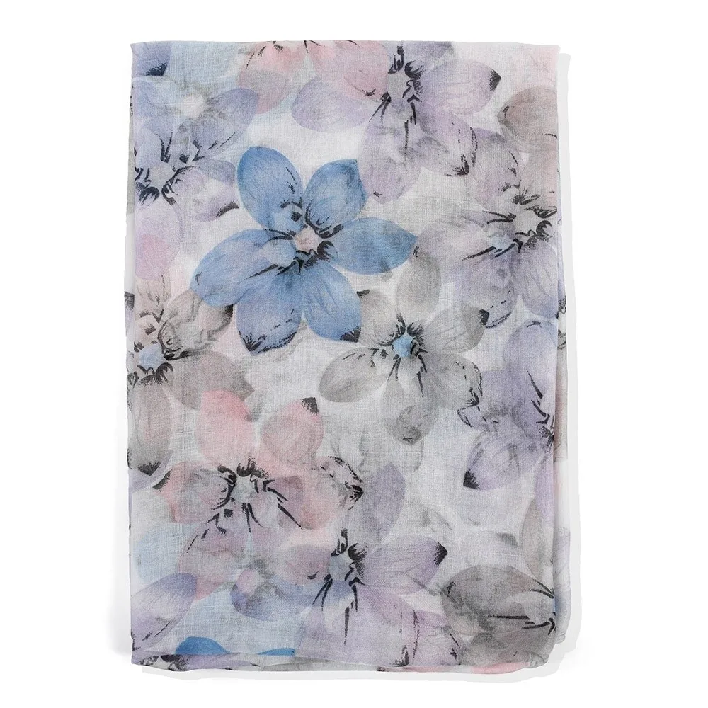 

85*180 см мусульманский шарф с цветочным принтом, легкий головной платок из вуали, хлопковый шарф в этническом стиле, пляжный шарф, осень-зима