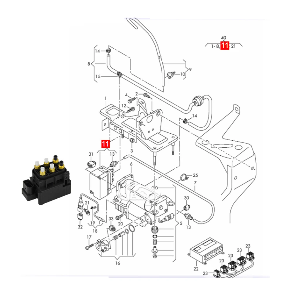 ​4H0616013A Air Suspension Solenoid Valve Block for Audi A6 C7 A7 Sportback A8 D4 Solenoid Valve 4H0616013 4H0616013B 3Y0616006