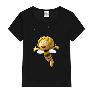 T-shirt de manga curta para menino e menina, bonito e bonito, com design dos desenhos animados, pequena abelha, macaco, verão 6 principais vendas maya blusa - №1