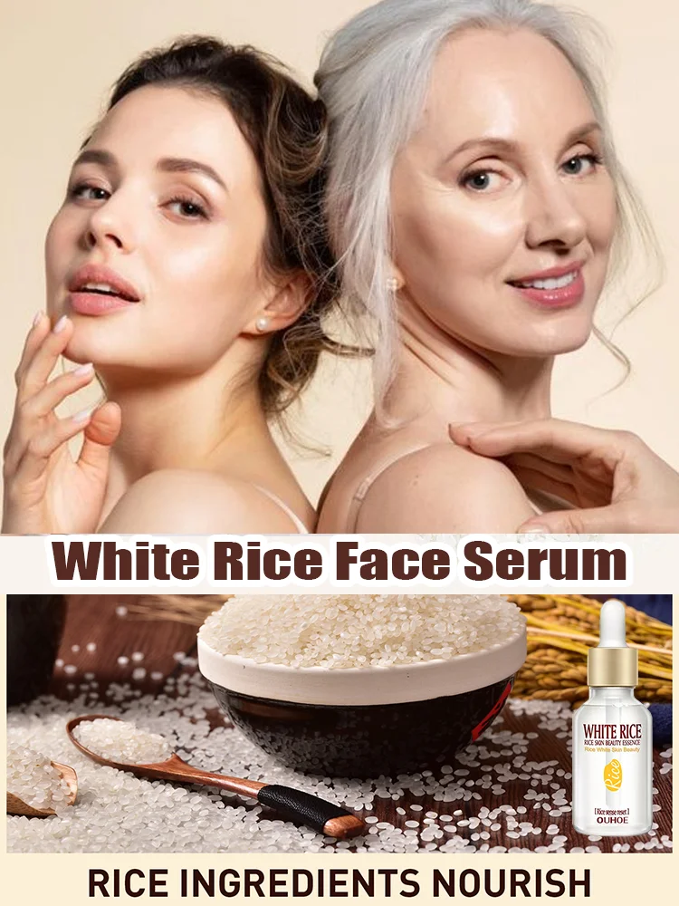 

White Rice Face Serum Shrink Pores Brightening Whitening Cream Anti Aging Lines and Wrinkles for Glowing Skin Firm Care Essence
