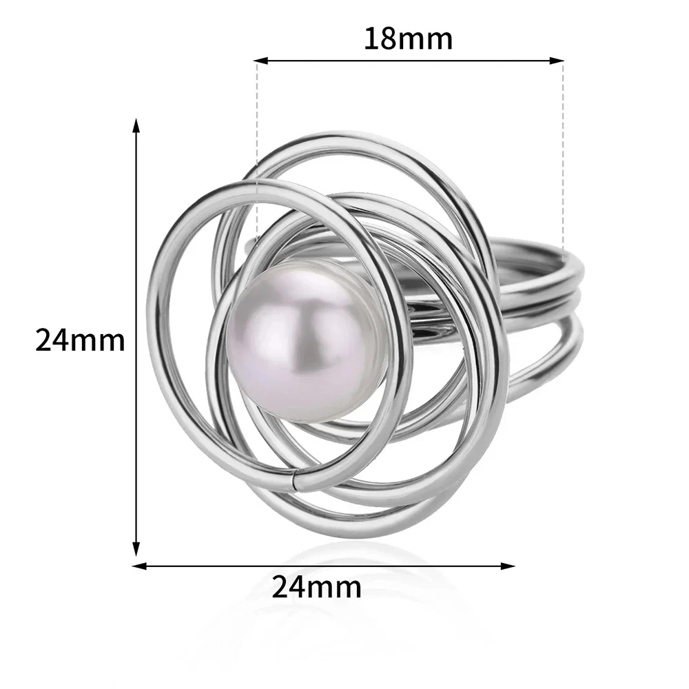 Fashion Imitation Pearl Wrap Rings For Women Gold Color Stainless Steel Irregular Cross Ring Wedding Party Jewelry Gift