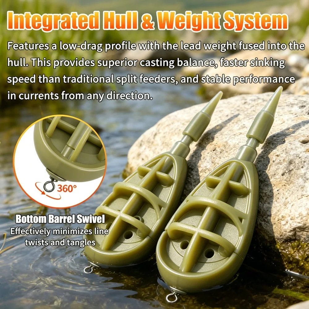 VIKINGAR Inline Method Feeder Formen-Set (5-teilig) – Köderwerfer und Bleiwerkzeug für Karpfenangeln – Präziser Köderfeeder für Karpfenfischen – Detail 3