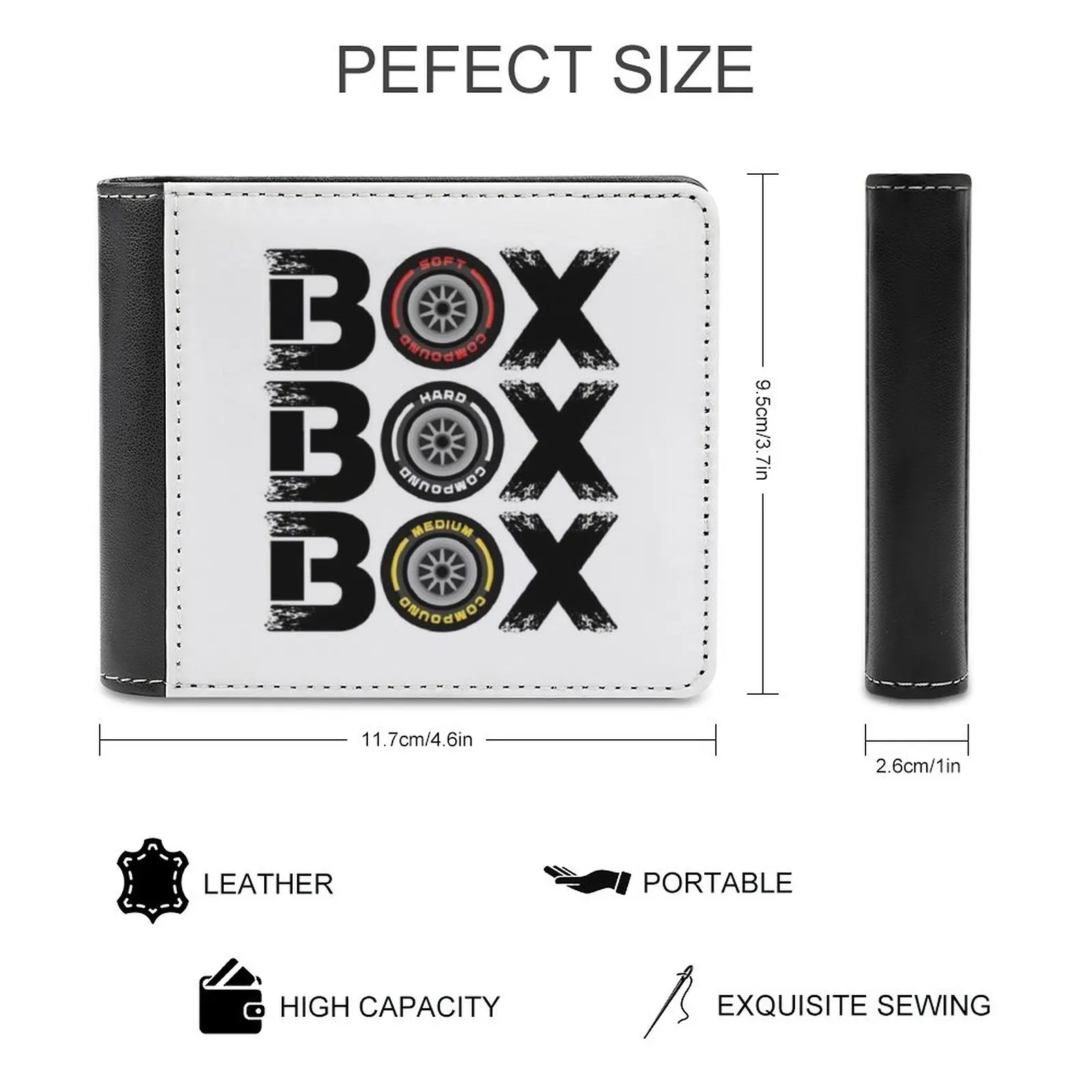 Box Box Box Tire Compound V2 Design Мужской кошелек Досуг Путешествия Легкие портативные кошельки Короткий стильный мужской кошелек Гоночный автомобиль