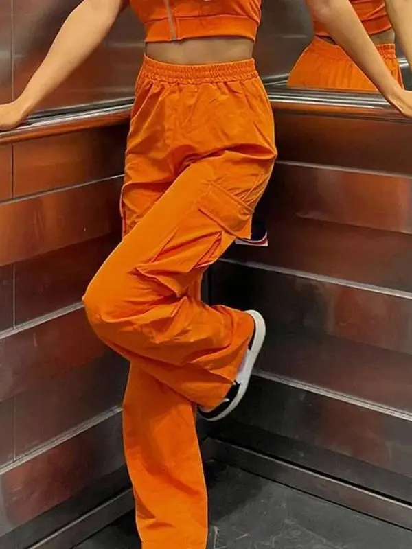 

High Waist Casual Loose Wide Leg Pants Straight Cut Polyester Fiber Ladies Casual Trousers High Waist Wide Leg Trousers