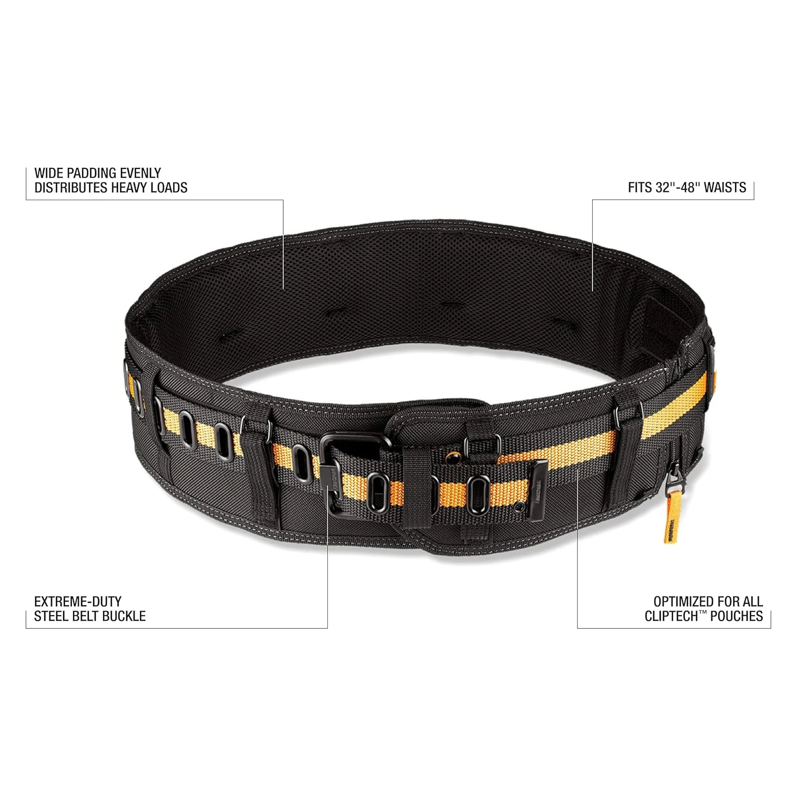 TOUGHBUILT TB-CT-40P Padded Belt Steel Buckle / Back Support Thickened and Widened Metal Buckle Waist Protection Belt