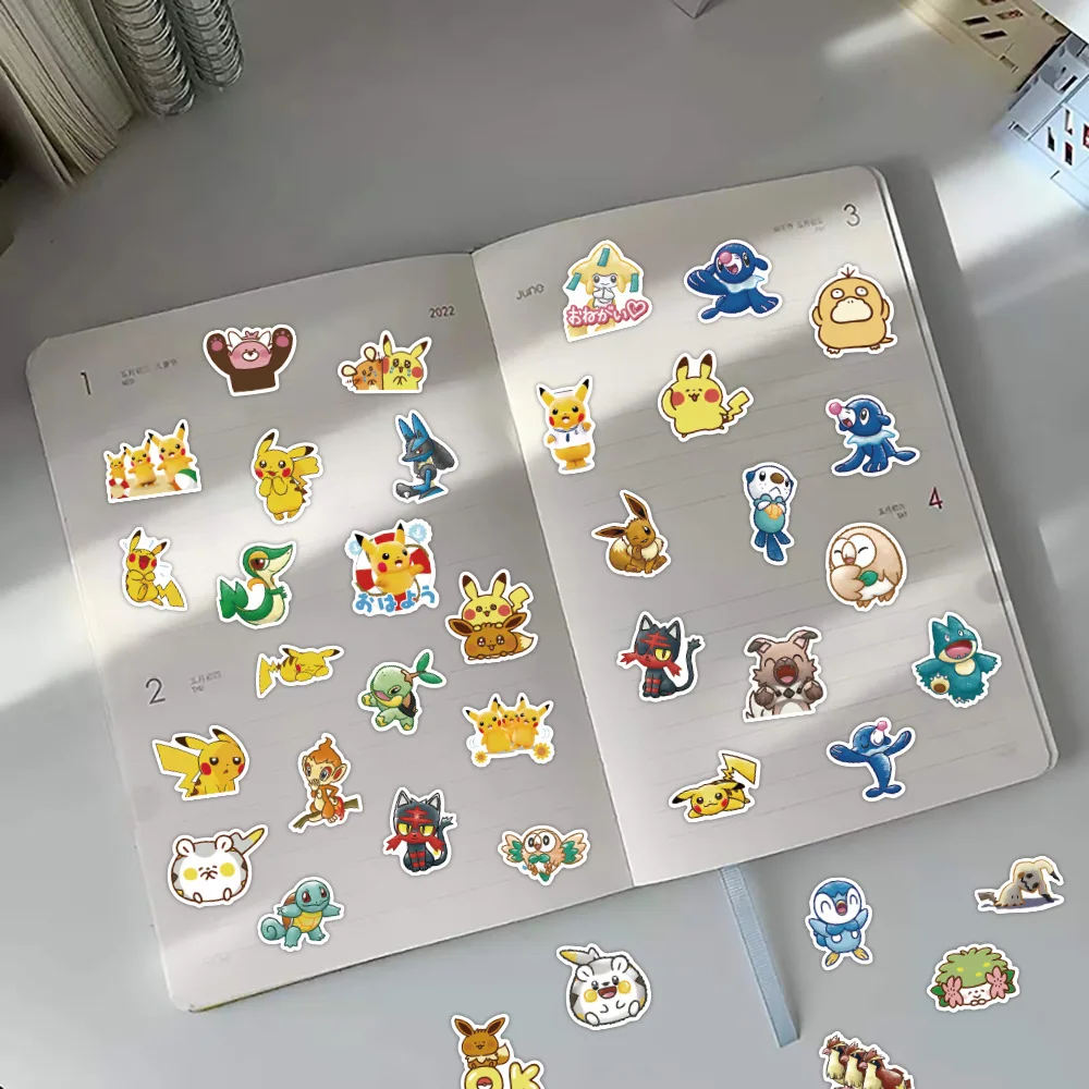 120pcs Cute Pokemon Stickers Cartoon Anime Pocket Elf Small Stickers Pikachu Hand Account Decoration