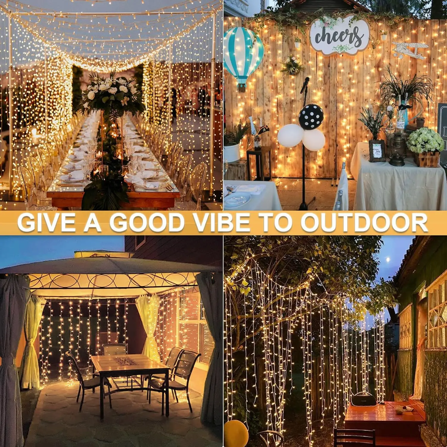 Imagem -06 - Led Solar Curtain String Lights Lâmpada de Cobre ao ar Livre Fairy Lights Guirlanda para Jardim Festa Pátio Terraço Decoração de Acampamento