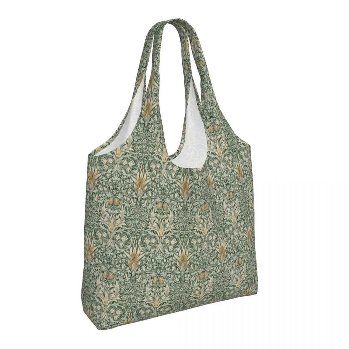 William Morris Snakeshead Forest Thyme Green Pattern Shopping Canvas Bag Capacity Grocery Floral Botanical Tote Shopper Bags