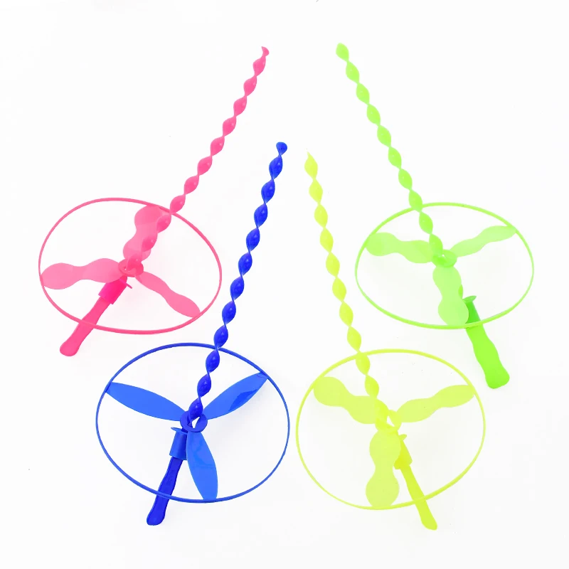 10/20pcs Colorful Plastic Hand Push Twisty Bamboo Dragonfly Flying Toys Kids Birthday Party Favors Guests Gift Candy Bag Filler