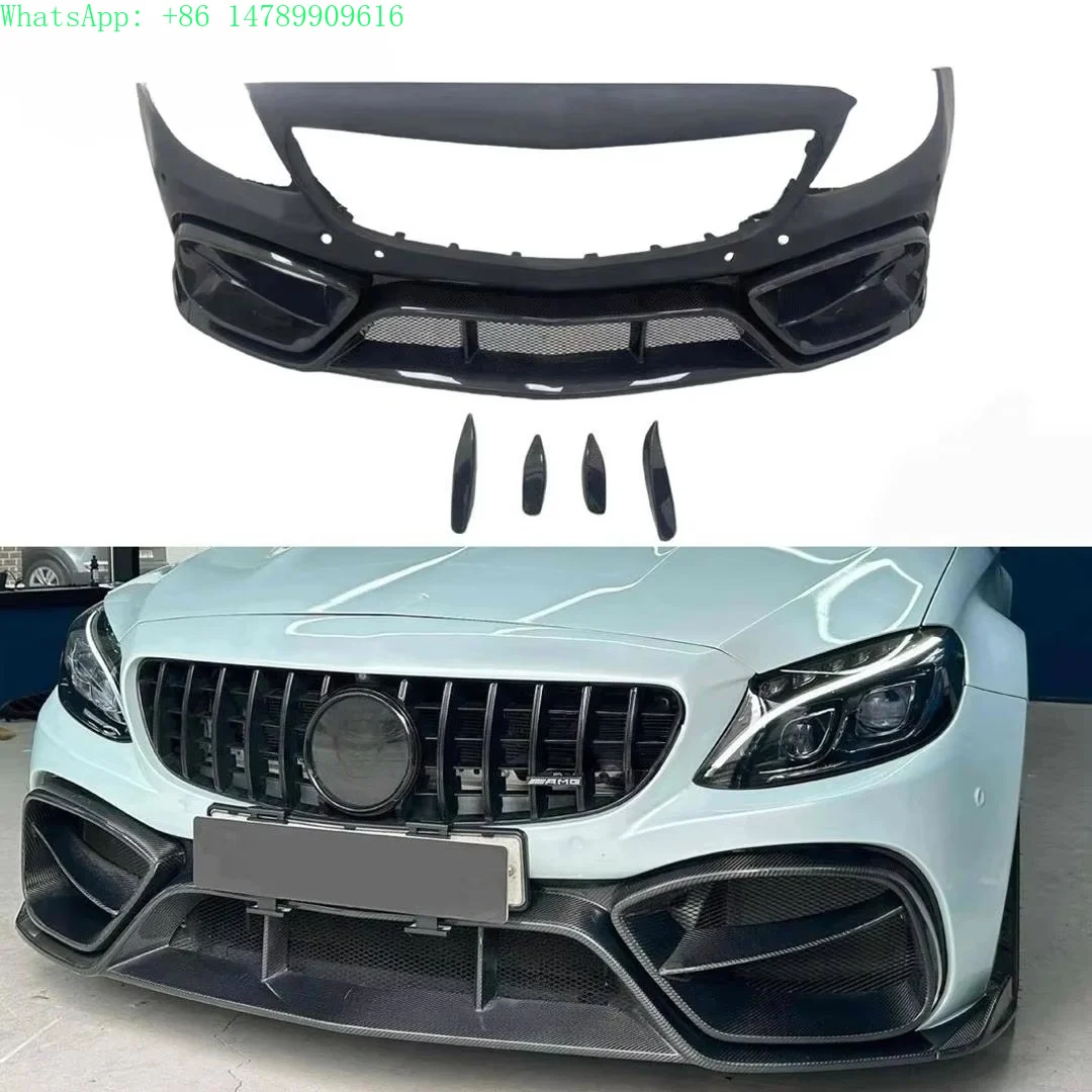 Full Custom Build With Old-to-new Body Kit ConversionW205 C63 Semi-carbon Fiber Front Bumper For C-CLASS W205 C63Body KitOld To