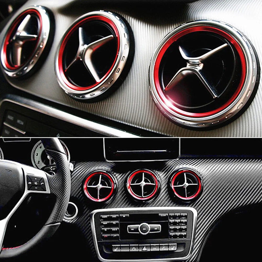 Air Vent Rings Glossy and Eye Catching 5PCS Red Air Vent Outlet Cover Rings for Mercedes For Benz A200 A180 A220