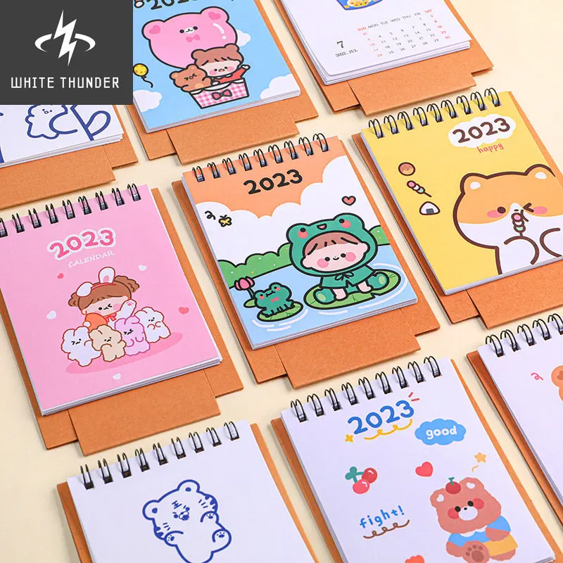 2022 2023 Cute Animal Cat Mini Desk Calendar Decoration Stationery School Supplies Kawaii Desk Calendars Office Supplies