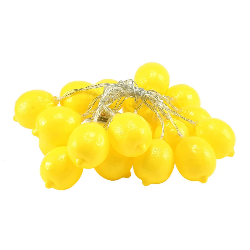 Luzes LED Fruit String para decoração de quarto, limão, interior, ano novo, atmosfera, natal, festa, impermeável, bateria, 089