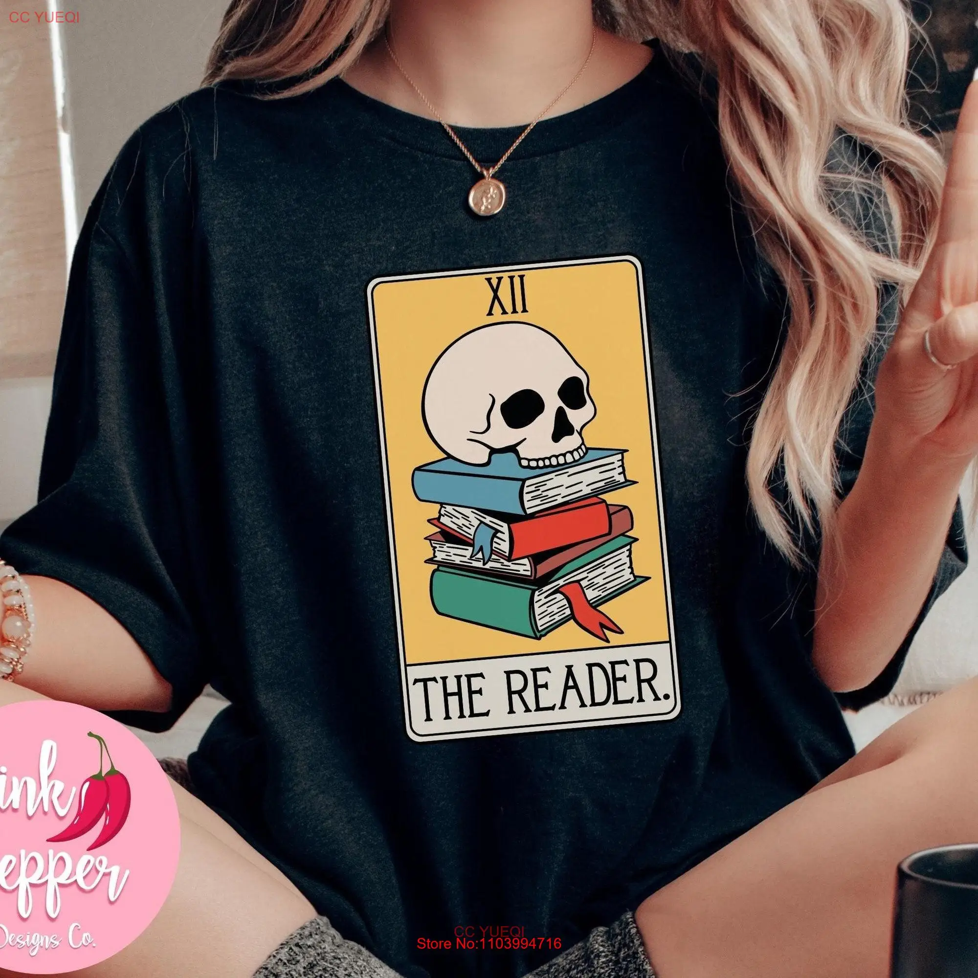 여성 독서용 타로 카드 티셔츠, 독서용 소녀, 라이트 다크 아카데미아, 오컬트 북 애호가 s, 신비로운 플러스 4XL