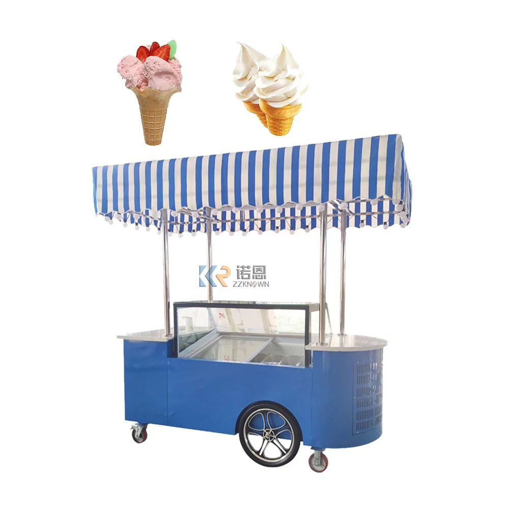 

2023 Commercial Popsicle Hard Ice Cream Display Cart With Wheel Food Ice Cream Display Cabinet Freezer Vending Cart