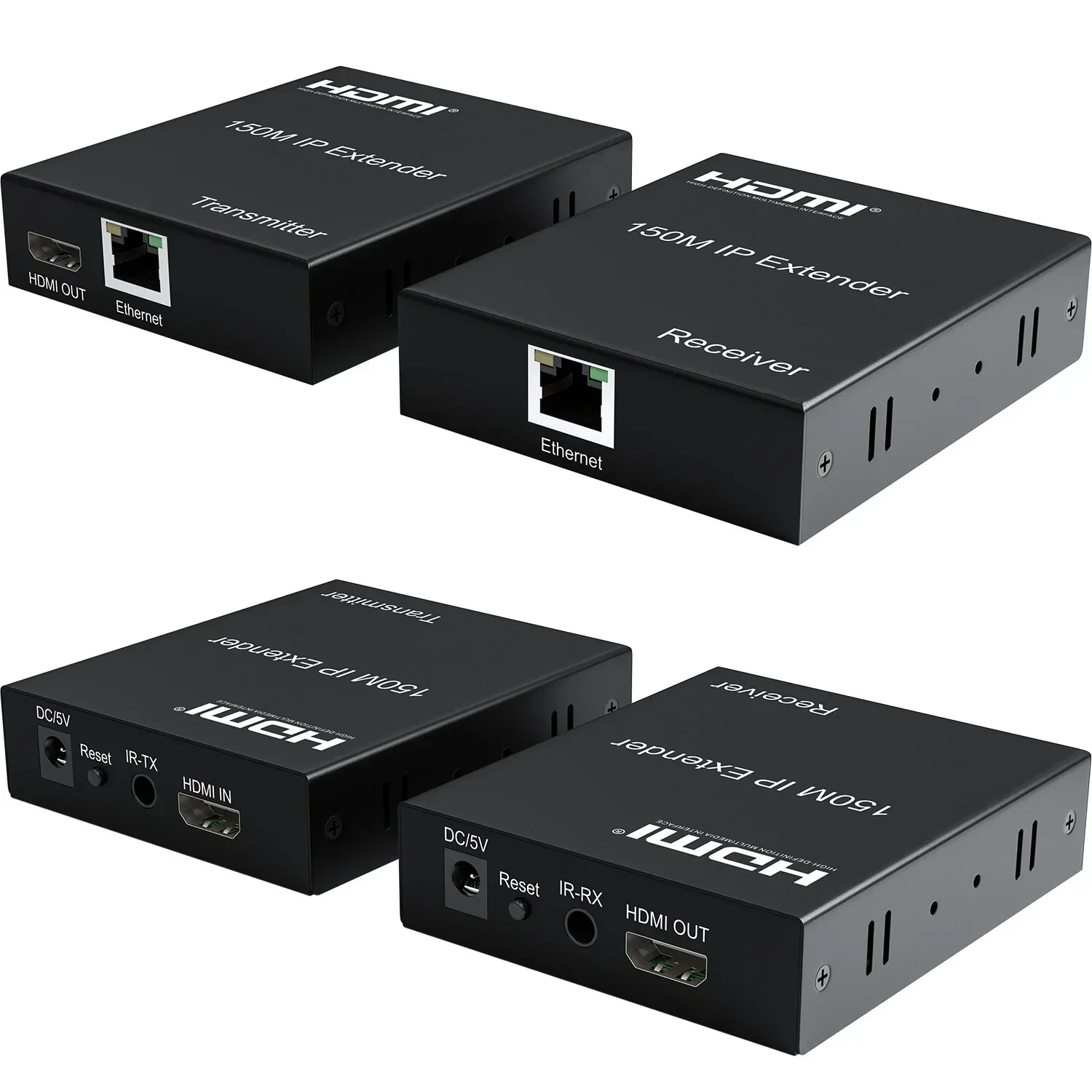 150M IP HDMI Extender Over Rj45 Cat5e Cat6 Cable 1080P HDMI Ethernet Video Transmitter and Receiver Splitter via Network Switch