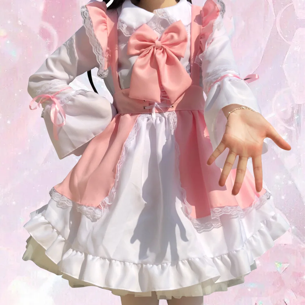 

Cosplay Maid Costume Anime Cream Sweetheart Pink Lolita Dress Cute Girl Maids Wear Uniform Short-sleeved Nurse Costumes Dresses