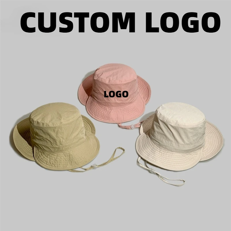 Custom Print Logo Outdoor Quick Drying Neck Protection Sun Hat Summer Climbing Double Eave Bucket Hats Sun Shading Fishing Cap