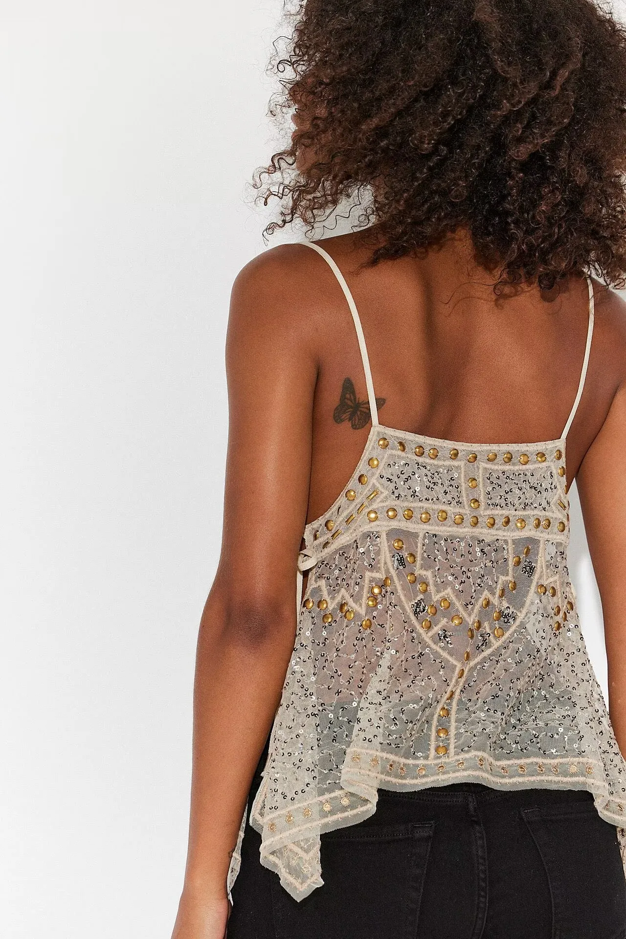 Women Sequin Mesh Tank Top Glitter Floral Embroidered Cami Crop Top Summer  Sleeveless Backless Rhinestone Camisole Vest