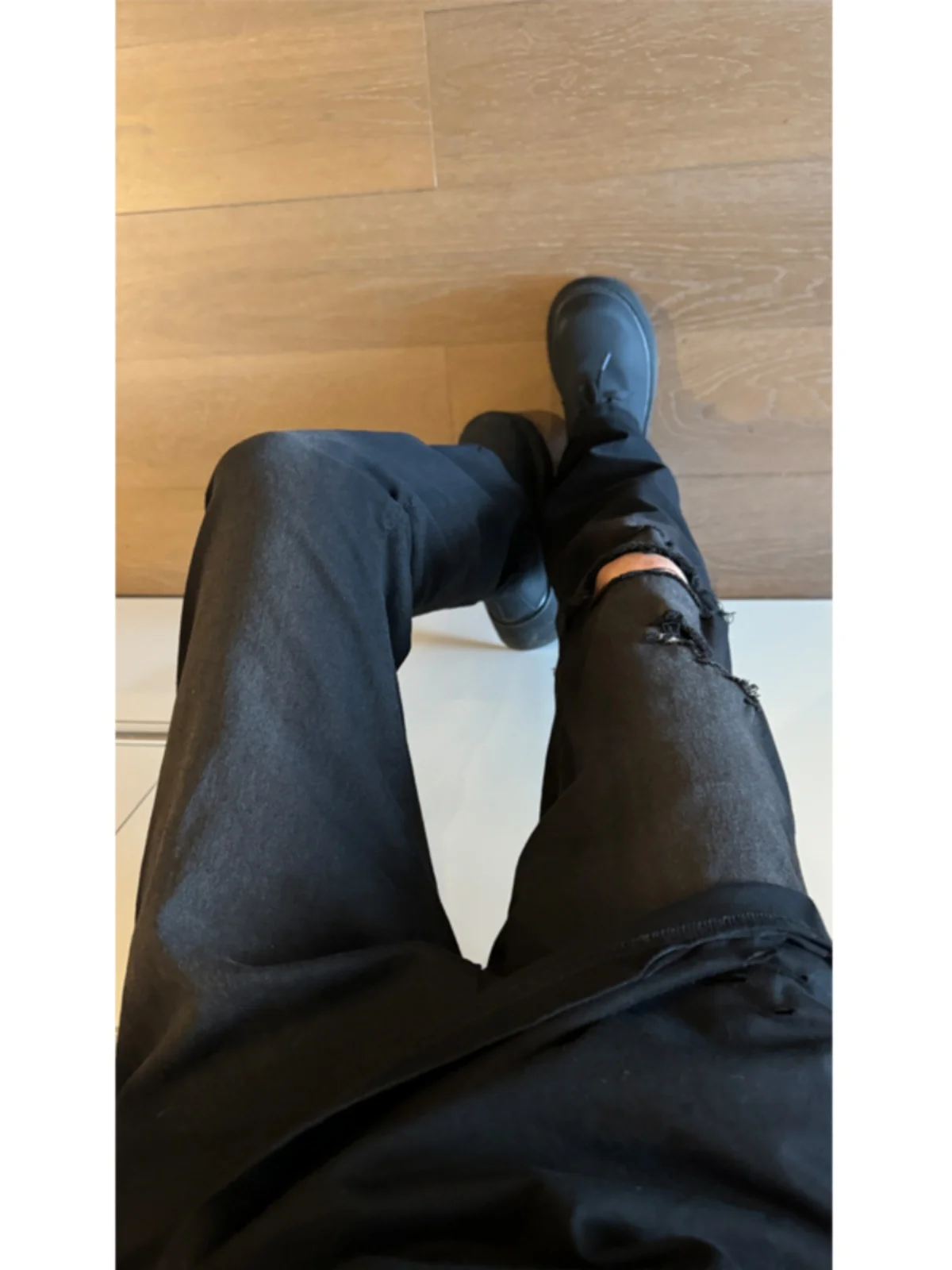 

Waed Jeans Men's Summer American High Street adient Flared Pants OOTD Tall Men Summer Trousers Tear Hole Youth Faion