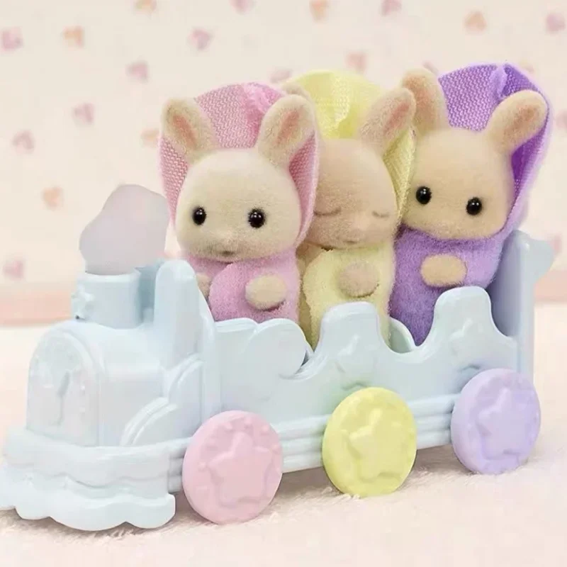 Sylvanian Families ของเล่นเด็กของเล่นของขวัญแท้สําหรับสาว Ternurine นมกระต่าย Triplets ชุดห้องน้ํา Ternuries