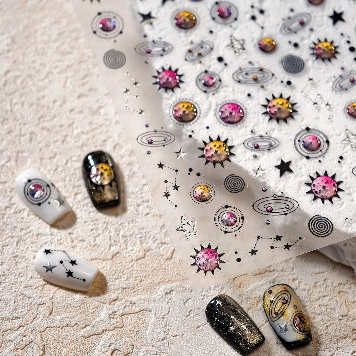 Gelatina Colorata Pianeta Starburst Sun Asterismo Cintura planetaria Costellazione Cartoon Decorazioni per unghie Adesivi Decalcomanie per manicure