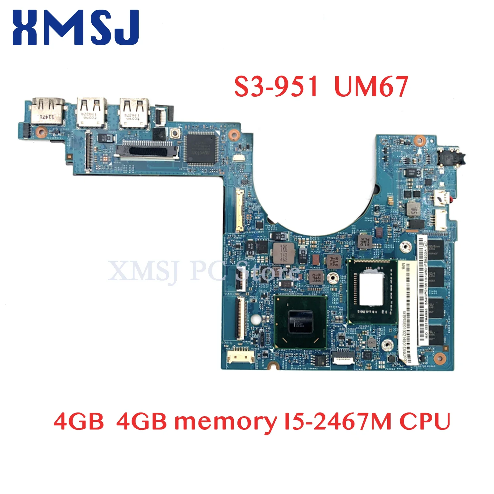 

XMSJ For Acer Aspire S3-951 Laptop Motherboard MBRSE01002 48.4QP01.021 UM67 4GB Memory SR0D6 I5-2467M CPU Main Board