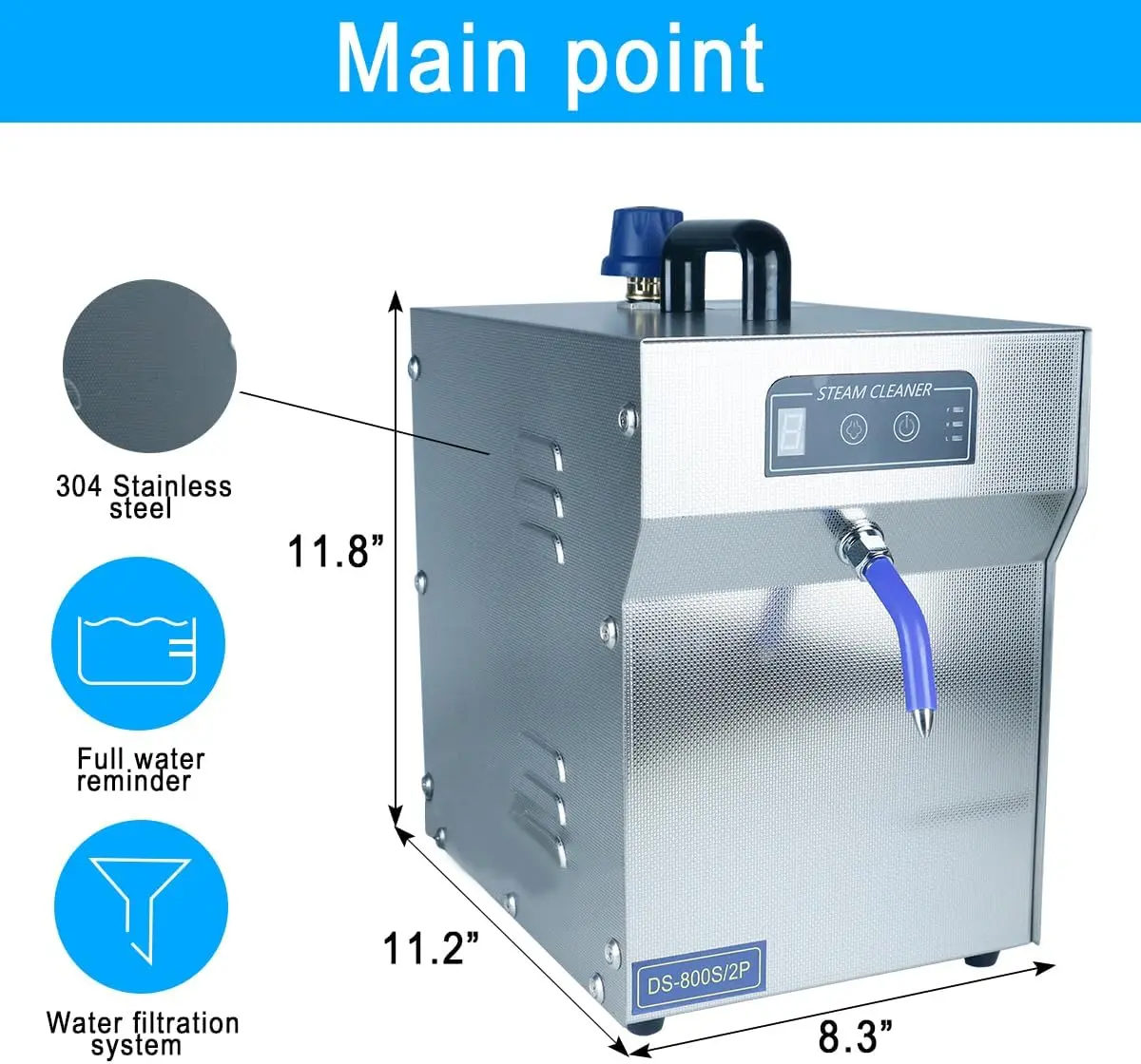 ステンレス鋼のプロのスチームクリーナー,シルバーとゴールドのジュエリークリーナー,1200W,2l