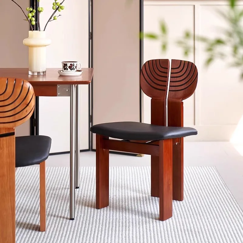 Wabi Solid Wood Dining Chair Home Cafe Homestay Backrest Chair Designer French Vintage Dining Chair African