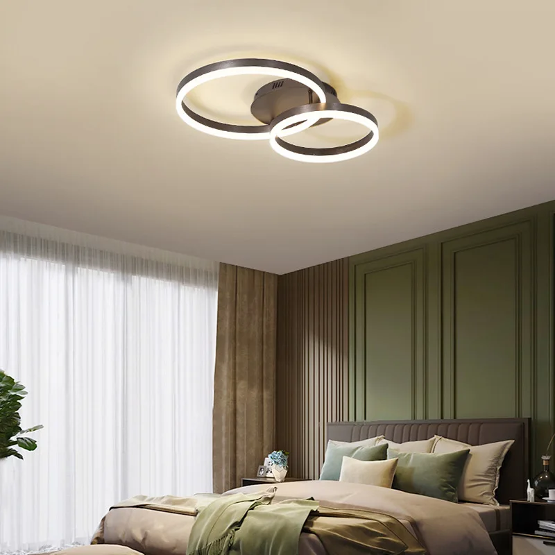 Modern Minimalist Circles Led Ceiling Lamp Lustre Round Ring Foyer Living Room Lights Dimmable Lighting Bedroom Lamps Fixtures