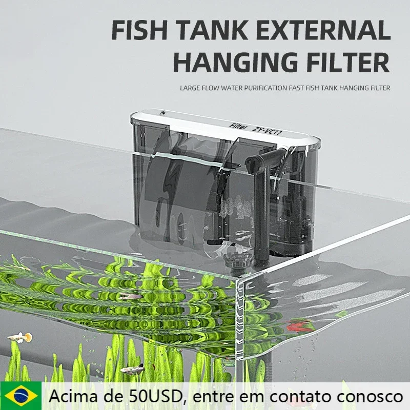 Filtro de acuario de 110V y 220V, filtro de tanque de peces montado en la pared, filtro de tanque de hierba externo, flujo de agua ajustable,