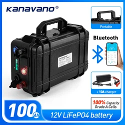 Kanavano 12.8V 100Ah LiFePO4 Batteria Bluetooth incorporata BMS 12V 40Ah Impermeabile per Camper solare Yacht Inverter Motore Moto