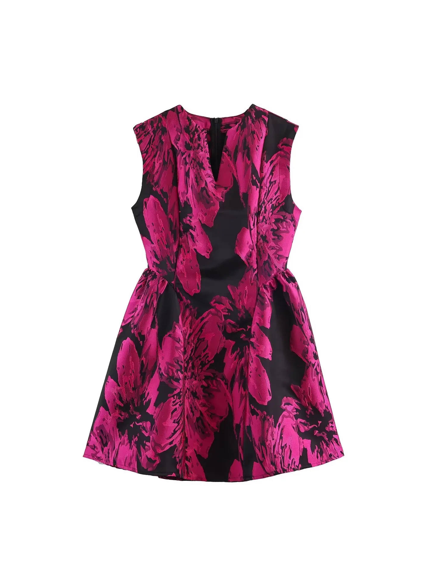

Withered Spring New Women's Fashion Simple V-neck Short Skirt With Waist Cinched And Sleeveless Temperament Dress
