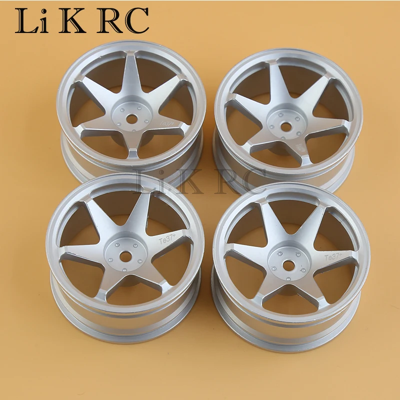 4pcs 52mm 1/10 RC On-Road Drift Racing Car Metal Wheel Rim Wheel Hubs TE37 for Tamiya Kyosho HSP HPI Sakura Traxxas RedCat