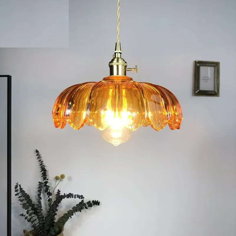 Classics Brass Lamp holder Tea Glass Dining Table LED  Chandelier Vintage Class Chandelier Cafe Bar LED Light