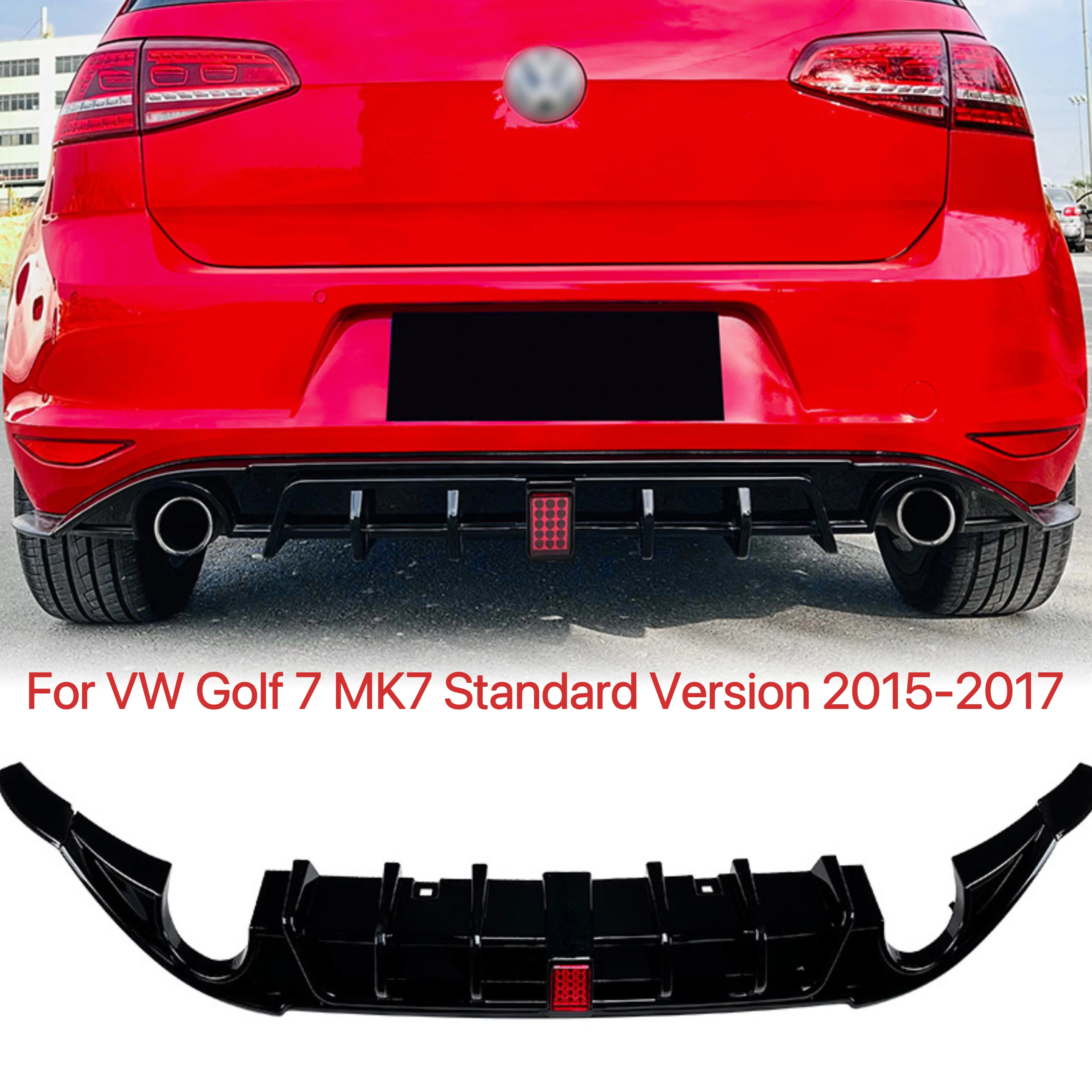 

For Volkswagen VW Golf 7 MK7 Standard Version 2015-2017 Rear Bumper Diffuser Lip Piano Black Lower Splitter Spoiler Protector