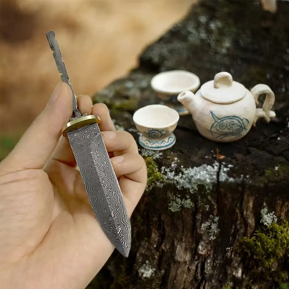 Damascus Steel Tea Knife Blank, Tea Sword Blank & Tea Shovel Blank - Large Straight Blade Blanks for DIY Crafting view 7
