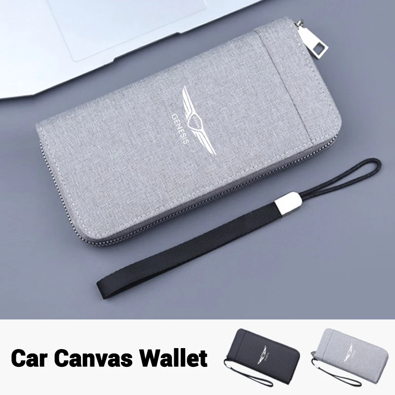 New Canvas Car Driving Document bag ID Passport Card Wallet Card Pouch For GENESIS Coupe EQ900 G80 G90 GV60 GV70 GV80 GV90