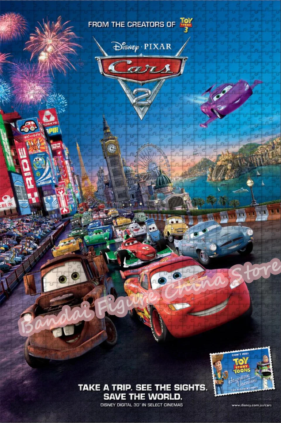 Disney Jigsaw Puzzles Cars Lightning Mcqueen Toys Story 300/500/1000 Pieces Cartoon Movies Assemble Puzzles for Kids Toys Gifts