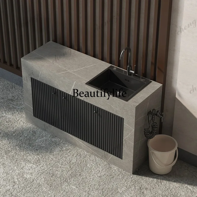 A74 rock slab outdoor courtyard sink mop pool integrated basin custom villa outdoor balcony column basin