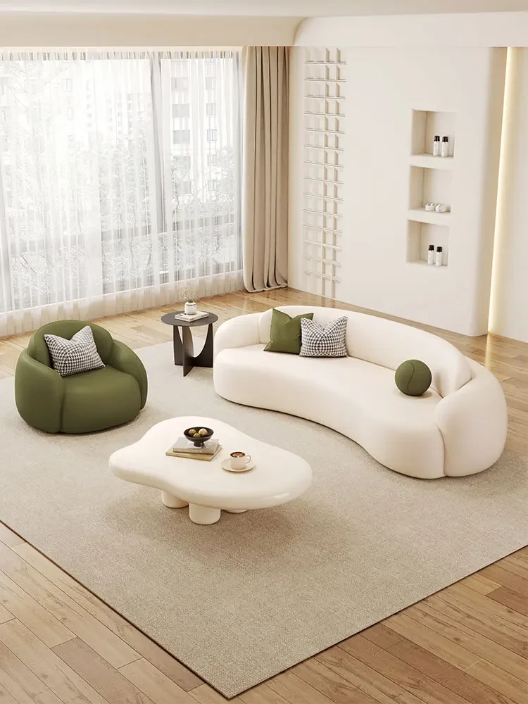 

Cream wind curved sofa technology cloth special-shaped beauty salon women's clothing store reception store