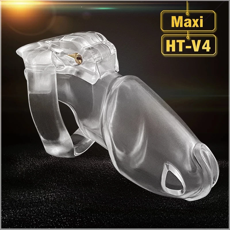 New Male Resin Chastity Device HT-V4 Cock Cage Penis Ring  With 4 Cock Rings Bondage Belt Fetish Adult Sex Toys Men Penis Slave.