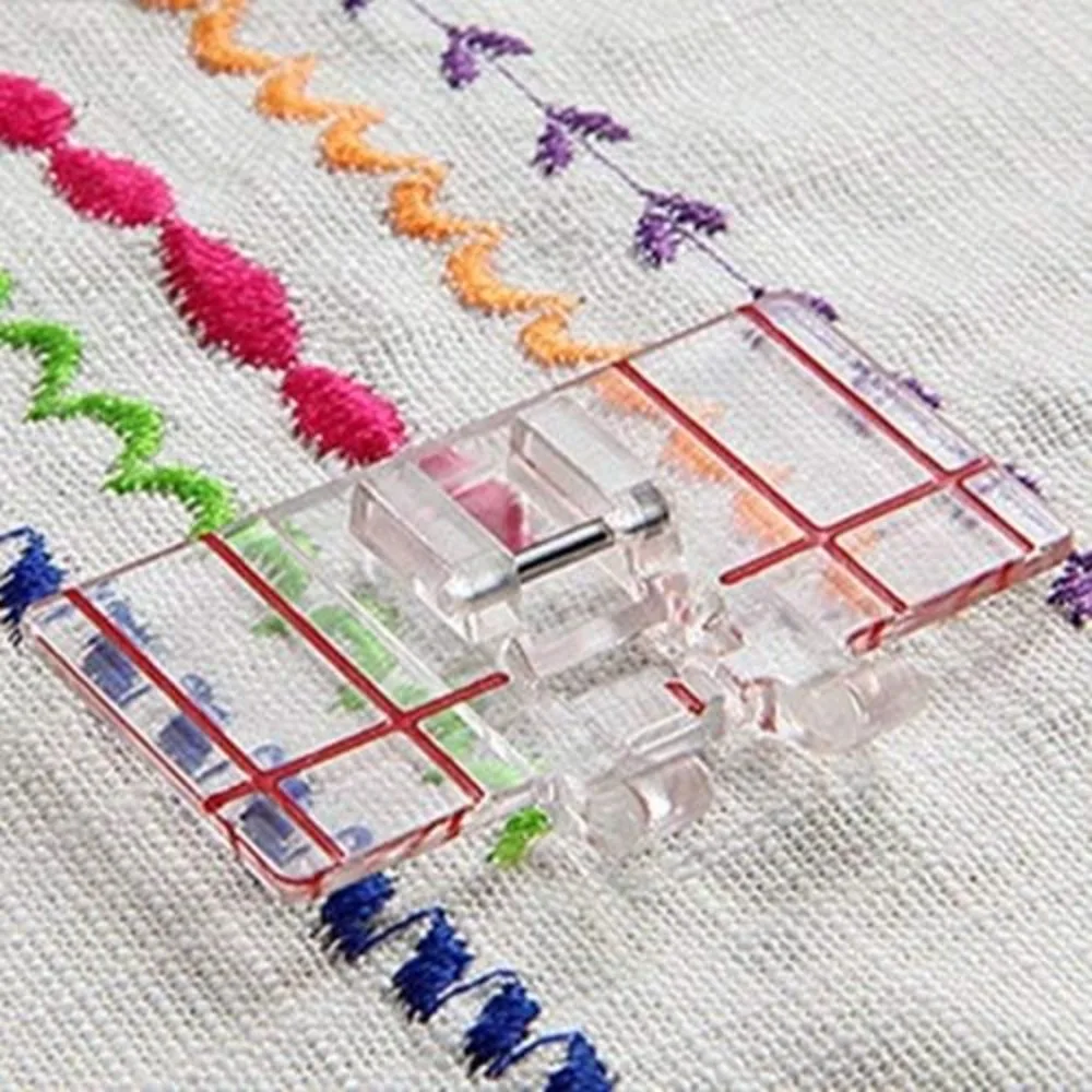 Plastic Parallel Stitch Presser Foot Multi-function Low Handle Buckle Border Guide Foots Clear for Janome