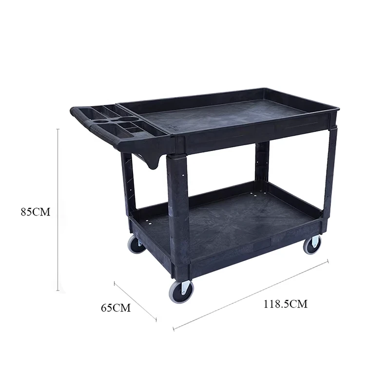 Multi-purpose 2-Tier Hand Truck—Ideal for Warehouses Garages and Cleaning Tasks—Heavy-Duty PP-Wheeled Hand Truck