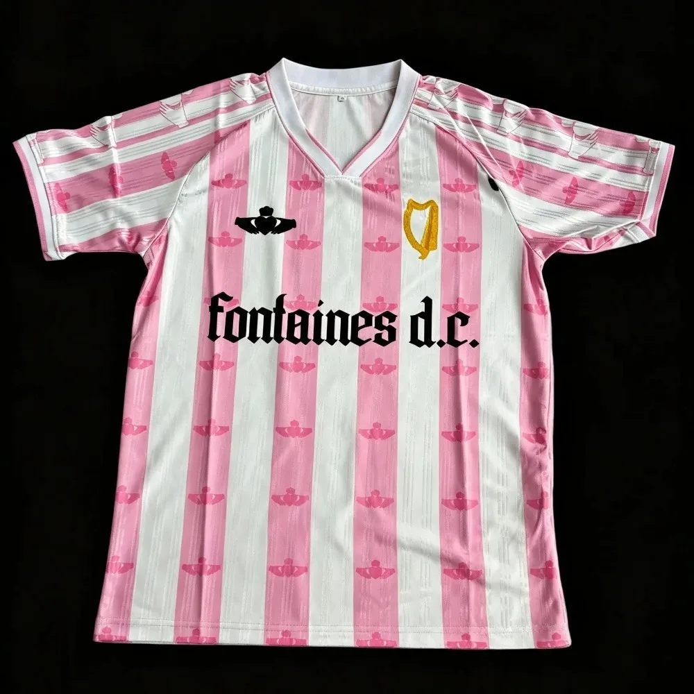 Fontaines D.C. 2026 Retro Striped Style Printed T-shirt Summer Breathable Fashion Loose Casual Short Sleeve Tees Family Matching