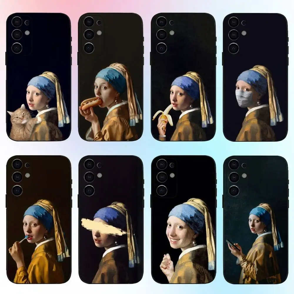 

Art V-Vermeer Girl Painting Phone Case For Samsung S25,S24,S21,S22,S23,S30,Ultra,S20,Plus,Fe,Lite,Note,10,9,5G Black Cover