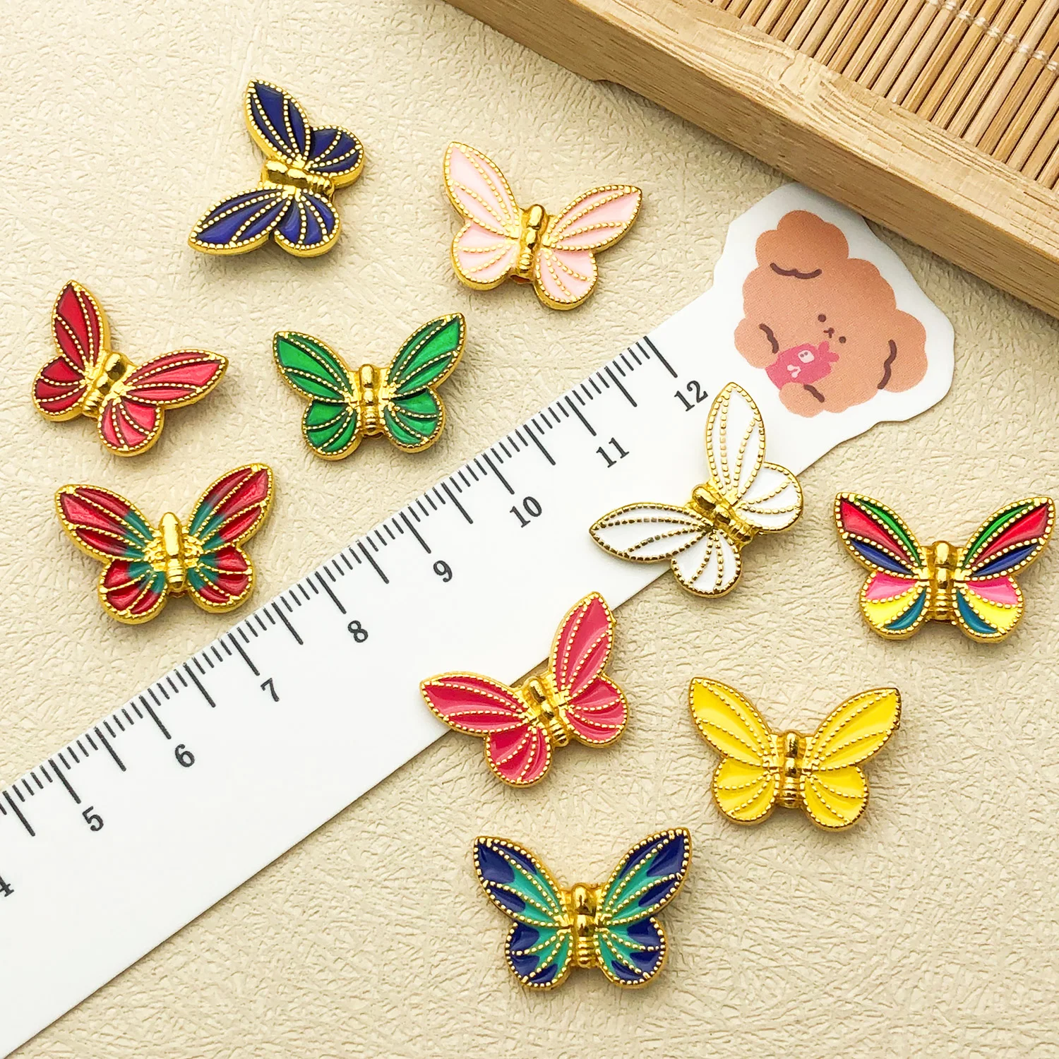 Mix 5/11pcs Drip Oil Bright Golden Butterfly Series Set with Interval Beads, DIY Bracelet, Necklace Jewelry Making Accessories image 5