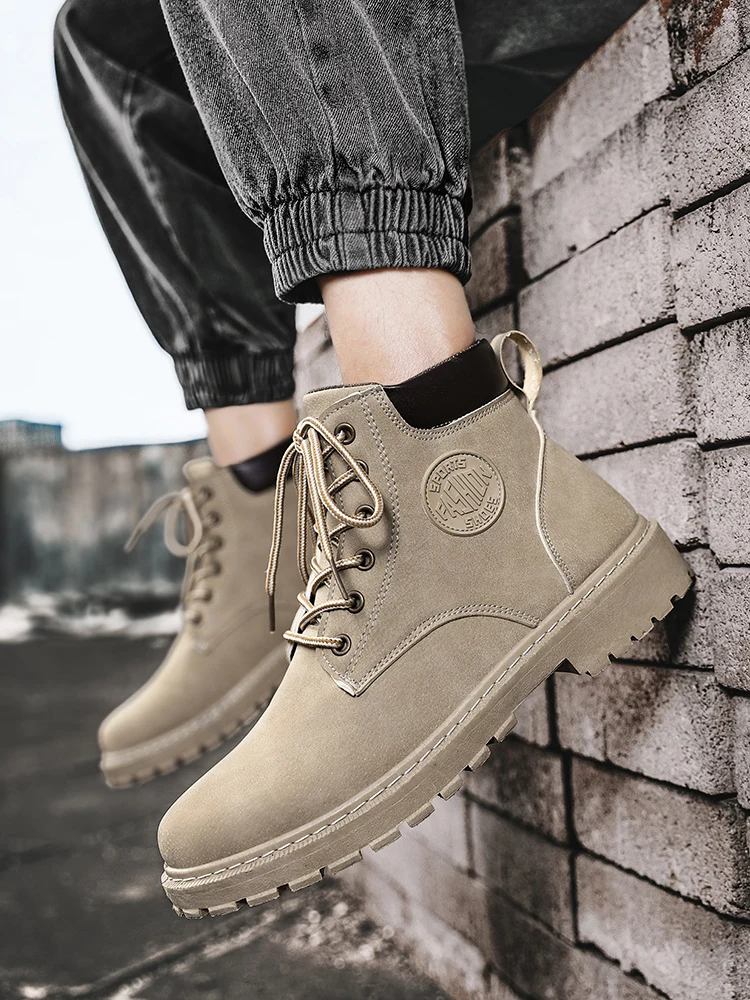 

Весенне-осенние мужские корейские ботинки «Джокер», студенческая рабочая обувь, трендовая обувь на платформе.